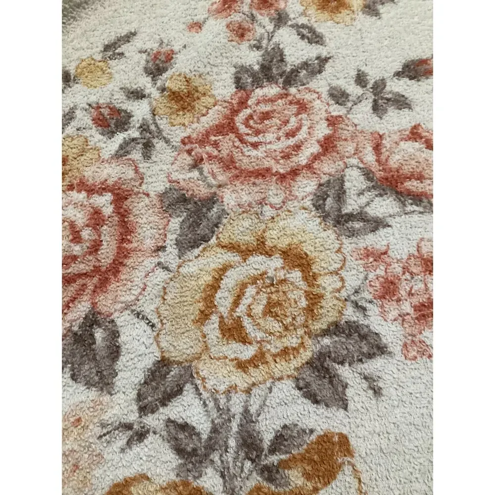 Vntg Cannon Floral & Gold Bow Bath Towel